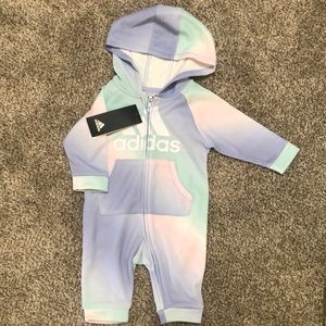 Adidas Infant Girls' Long Sleeve Hooded Zip Front Coverall Onesie